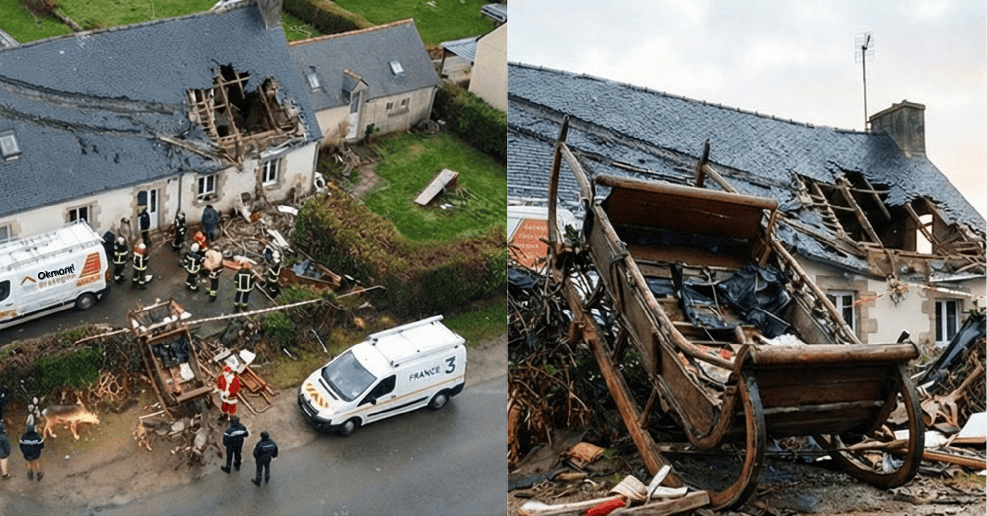 Détail des dégâts sur la toiture